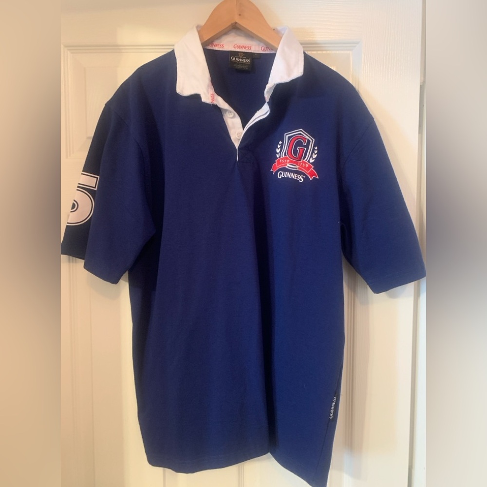 Guinness Blue Polo with Embroidered Red Logo - Large